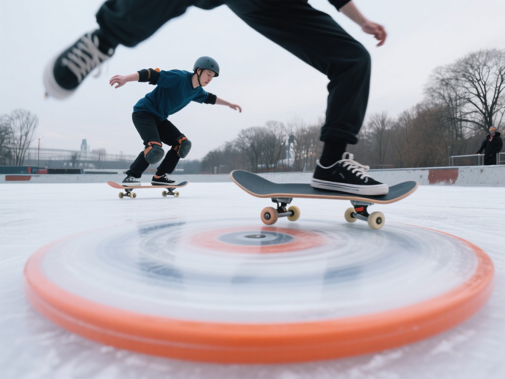 滑板与旋转冰盘的奇妙碰撞之旅 滑板是一项追求速度与技巧的街头运动,而旋